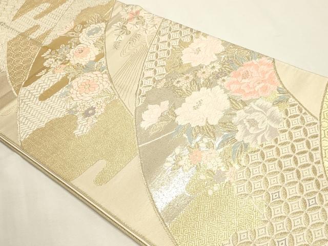 平和屋本店▼六通柄袋帯 唐織 草花文 本金箔二重織 正絹 逸品 DABJ6393sf