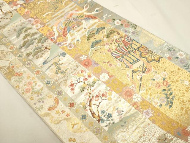 平和屋本店▼六通柄袋帯 唐織 献上慶長文 本金箔 正絹 逸品 DABJ6412sf