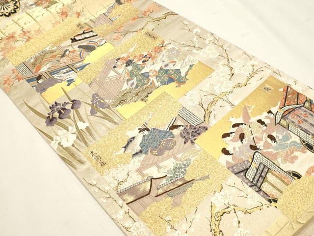 平和屋本店▼全通全景柄袋帯 源氏物語 純金箔 正絹 逸品 DABJ6408sf