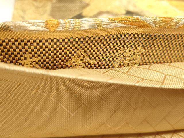 平和屋本店▼六通柄袋帯 花蝶文 本金箔 正絹 逸品 DABJ6403sf