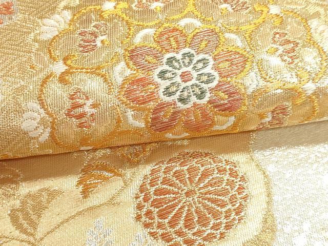 平和屋本店▼六通柄袋帯 正倉院花文 純金二重箔 正絹 逸品 DABJ6431sf