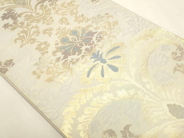 平和屋本店▼六通柄袋帯 本草木染 更紗花文 本金本漆箔 正絹 逸品 DABJ6424sf