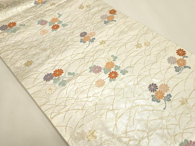 平和屋本店▼六通柄袋帯 唐織 草花文 手織二重箔 純金箔 正絹 逸品 DABJ6437sf