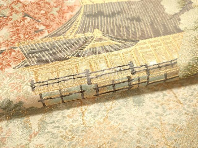 平和屋本店▼六通柄袋帯 九百錦 風景草花文 本金貮重箔 正絹 逸品 DABJ6423sf