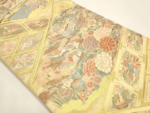 平和屋本店▼六通柄袋帯 唐織 花鳥文 本金箔 正絹 逸品 DABJ6436sf