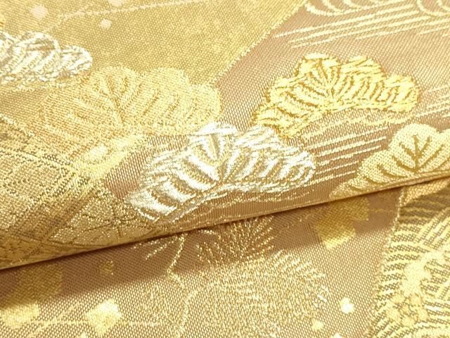平和屋本店▼六通柄袋帯 扇取花梅絵巻 本金箔 正絹 逸品 DABJ6426sf