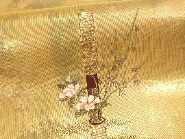 平和屋本店▼太鼓柄袋帯 花游美 本金箔 正絹 逸品 DABJ6422sf