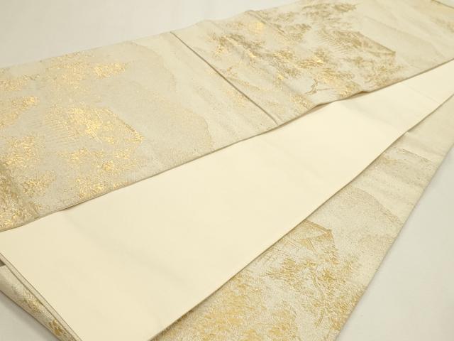 平和屋本店▼六通柄袋帯 明綴 清水 純金箔 正絹 逸品 DABJ6444sf