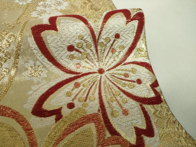 平和屋着物▼佐賀錦 六通柄袋帯 舞桜 金糸 正絹 逸品 DABJ8143ps