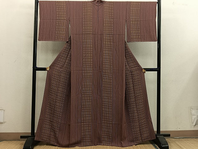平和屋着物■上質な小紋 縞 正絹 逸品 BAAY1004mz