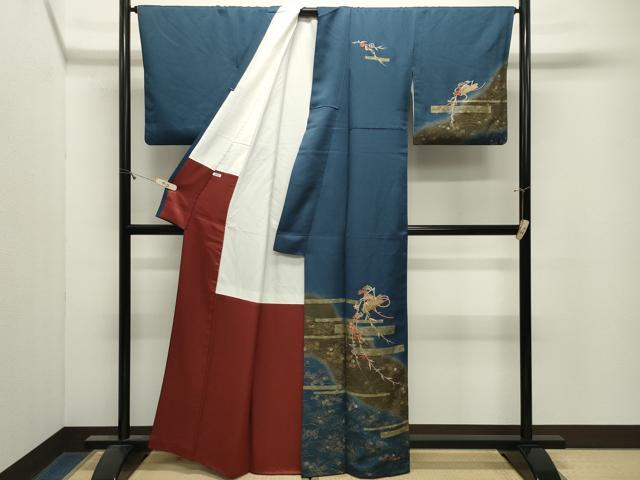 平和屋着物●訪問着 刺繍 松竹梅文 暈し染め 金銀彩 正絹 逸品 CABM4865gh