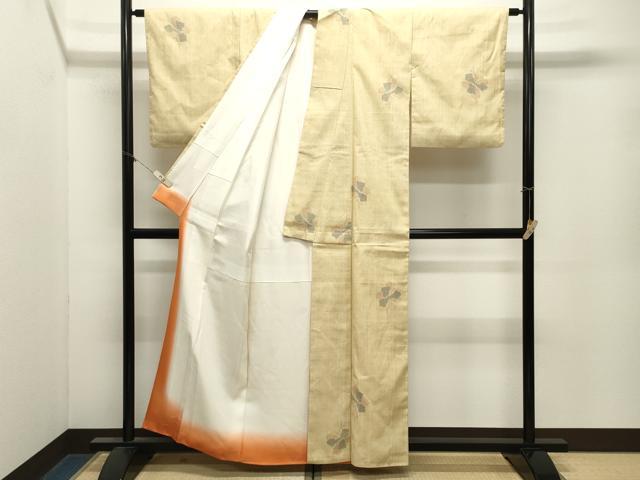 平和屋着物●本場結城紬 重要無形文化財 100亀甲 飛び亀甲柄 枝花文 正絹 逸品 CABM4858gh