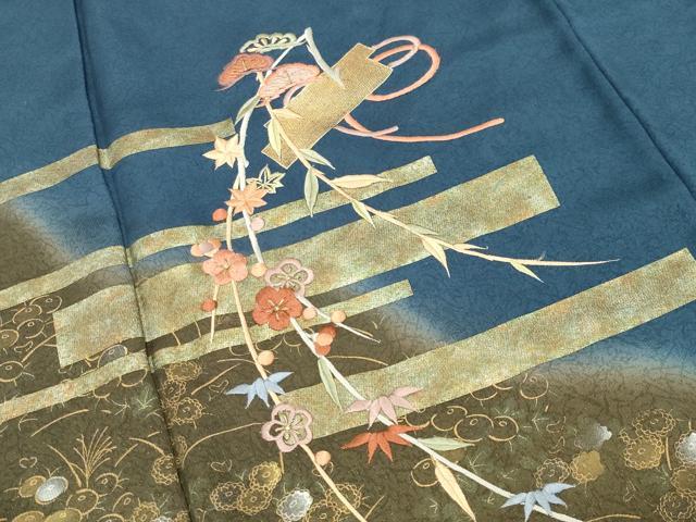 平和屋着物●訪問着 刺繍 松竹梅文 暈し染め 金銀彩 正絹 逸品 CABM4865gh