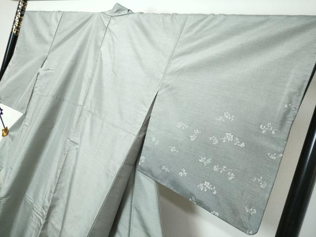平和屋着物●本場縞大島紬 訪問着 更紗洋花文 暈し染め 反端付き 正絹 逸品 DABK0185ud