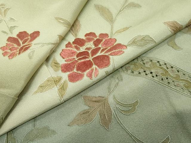 平和屋着物●中国三大刺繍 汕頭刺繍 スワトウ刺繍 総刺繍 訪問着 花唐草文 暈し染め 金糸 正絹 逸品 DABK0228ud