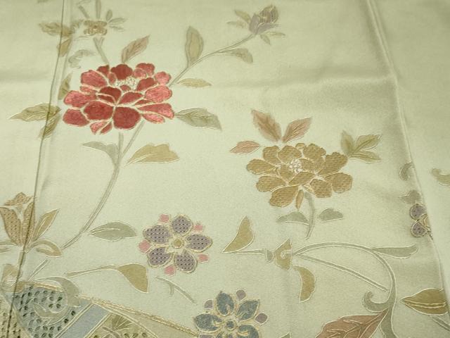 平和屋着物●中国三大刺繍 汕頭刺繍 スワトウ刺繍 総刺繍 訪問着 花唐草文 暈し染め 金糸 正絹 逸品 DABK0228ud