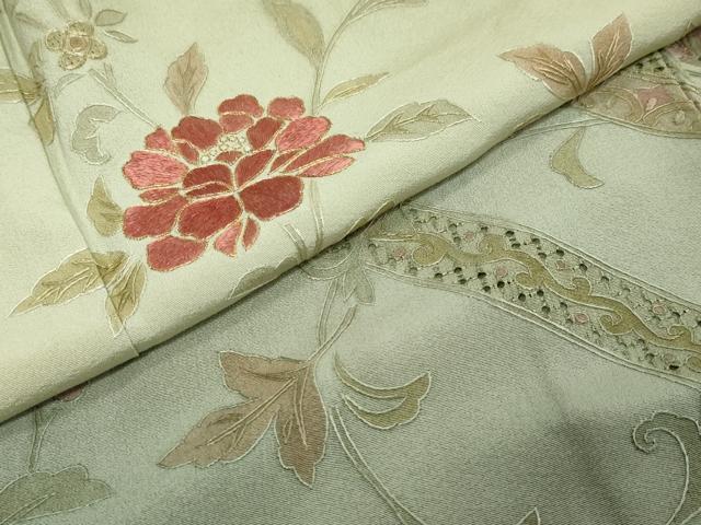 平和屋着物●中国三大刺繍 汕頭刺繍 スワトウ刺繍 総刺繍 訪問着 花唐草文 暈し染め 金糸 正絹 逸品 DABK0228ud