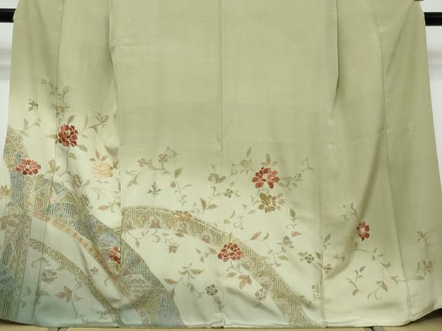 平和屋着物●中国三大刺繍 汕頭刺繍 スワトウ刺繍 総刺繍 訪問着 花唐草文 暈し染め 金糸 正絹 逸品 DABK0228ud