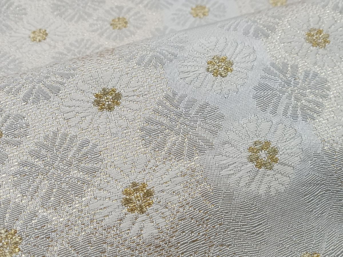 平和屋着物●六通柄袋帯 唐織 花尽くし 金糸 正絹 逸品 AABK6803pf