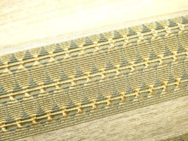 平和屋着物●太鼓柄袋帯 もじり織 横段文 金糸 正絹 逸品 CABM6241hy