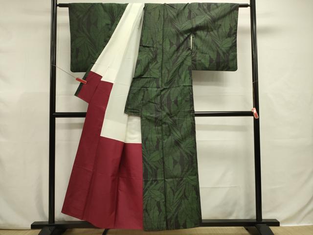 平和屋着物■本場大島紬 葉尽くし 正絹 逸品 DABJ9341ya