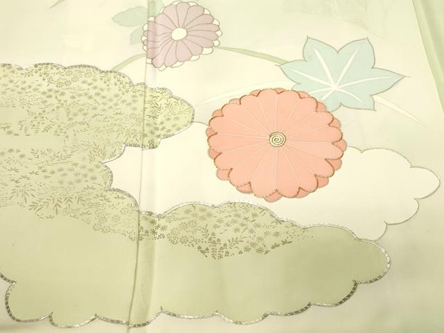 平和屋着物■訪問着 駒刺繍 雲取り舞花文 暈し染め 金彩 正絹 逸品 CABM1521ev