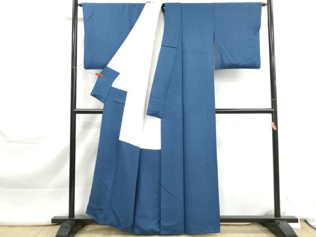 平和屋着物■上質な色無地 青藍色 正絹 逸品 DABK3331qa