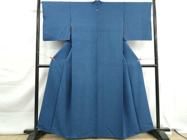 平和屋着物■上質な色無地 青藍色 正絹 逸品 DABK3331qa