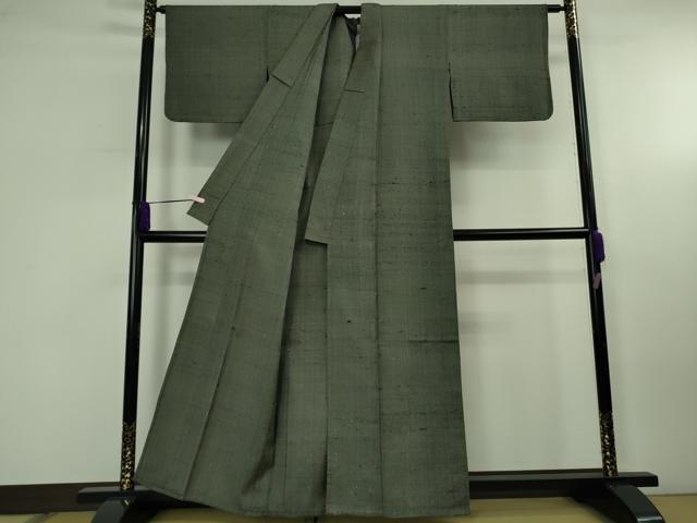 平和屋本店▽希少 ざざんざ織 単衣 藍墨茶色 逸品 DZAB6336kh6