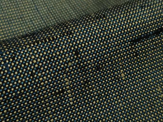 平和屋本店▽希少 ざざんざ織 単衣 藍墨茶色 逸品 DZAB6336kh6