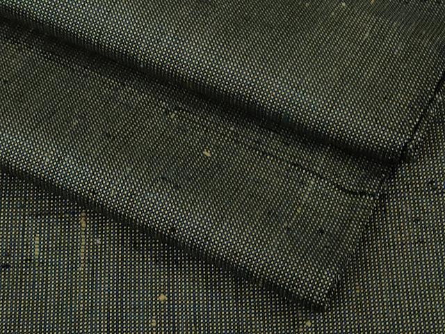 平和屋本店▽希少 ざざんざ織 単衣 藍墨茶色 逸品 DZAB6336kh6