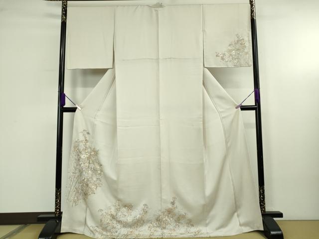 平和屋本店●極上 中国三大刺繍 相良刺繍 訪問着 秋草文 桜色地 金糸 ロング丈 逸品 DZAB4426kh6