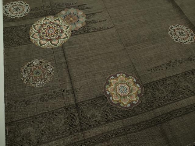 平和屋本店●極上 都喜ヱ門 本場大島紬 訪問着 スワトウ刺繍 相良刺繍 総刺繍 正倉院花文 金糸 藤絹織物謹製 逸品 未使用 DZAB1343kh6