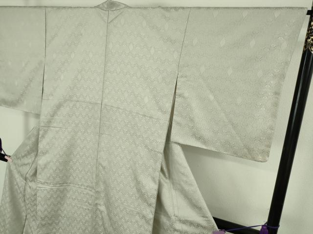 平和屋本店●希少 本場筑前博多織 大倉織物 誠之輔 お召 草木染 立涌文様 砂色地 反端付き 逸品 未使用 DZAC0358kh6
