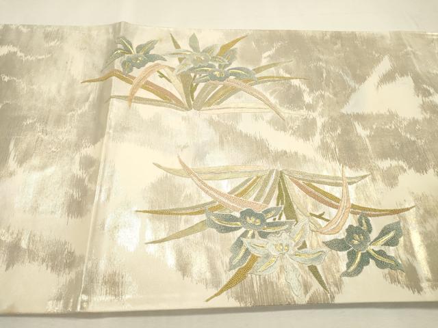 平和屋着物▼中国三大刺繍 相良刺繍 総刺繍 太鼓柄袋帯 草花 金銀糸 正絹 逸品 DABJ7176fe