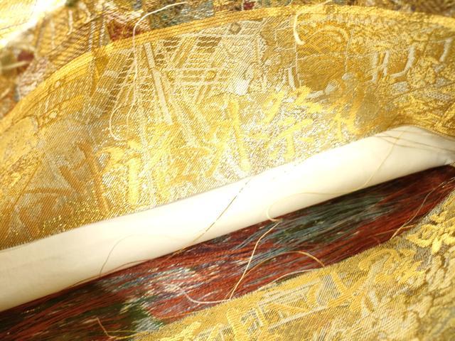 平和屋本店▼丸帯 洛中洛外祭礼図 本金箔一千八百全通 正絹 逸品 DABJ7210fe