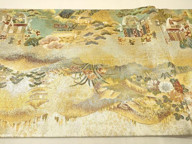 平和屋本店▼丸帯 洛中洛外祭礼図 本金箔一千八百全通 正絹 逸品 DABJ7210fe