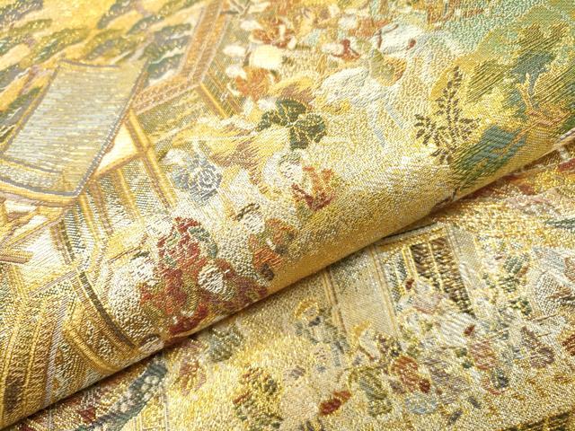 平和屋本店▼丸帯 洛中洛外祭礼図 本金箔一千八百全通 正絹 逸品 DABJ7210fe
