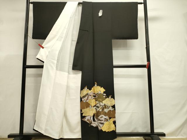 平和屋着物■中国三大刺繍 相良刺繍 駒刺繍 黒留袖 作家物 平安人物文 金彩 正絹 逸品 未使用 DABJ5799qp