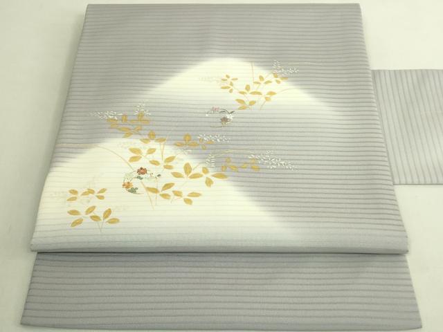 平和屋着物*極上 夏物 絽塩瀬 九寸名古屋帯 刺繍 花丸文 金銀彩 五泉 反端付き 逸品 未使用 DZAC0428kh6