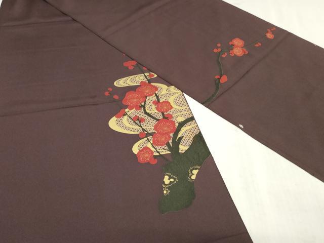 平和屋着物▼付下げ 解き反物 着尺 枝梅 金彩 逸品 DABK3677zy