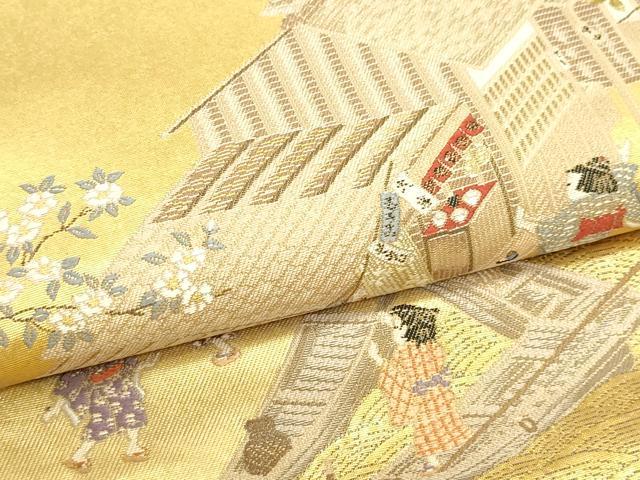 平和屋本店●加賀友禅の巨匠 初代 由水十久 西陣 長嶋成織物 ながしま帯 太鼓柄袋帯 能登北海 本金箔 瀞金錦 正絹 逸品 DABJ6497sf