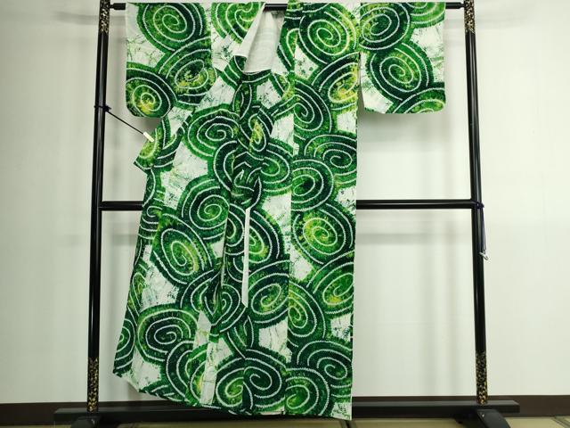 平和屋着物∴夏物 浴衣 有松鳴海絞り 渦 綿 逸品 未使用 DABK1347cd