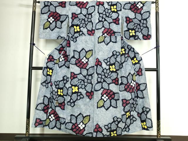 平和屋着物∴夏物 浴衣 有松鳴海絞り 草花文 綿 逸品 DABK1360cd
