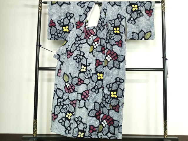 平和屋着物∴夏物 浴衣 有松鳴海絞り 草花文 綿 逸品 DABK1360cd
