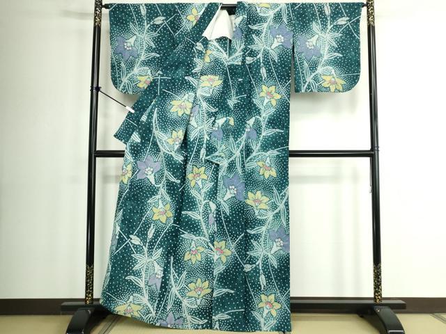 平和屋着物∴夏物 浴衣 有松鳴海絞り 草花文 綿 逸品 DABK1348cd