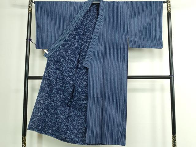 平和屋着物∴夏物 男性 浴衣 両面染 手縫い 間道 綿 逸品 DABK1377cd