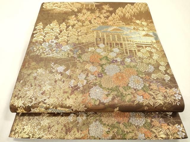 平和屋着物▼六通柄袋帯 京の名景 金銀糸 引箔 正絹 逸品 DABJ7420fe
