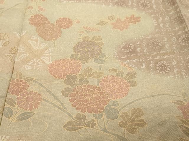 平和屋着物●訪問着 作家物 流水草花文 金彩 正絹 逸品 未使用 DABK0452ud