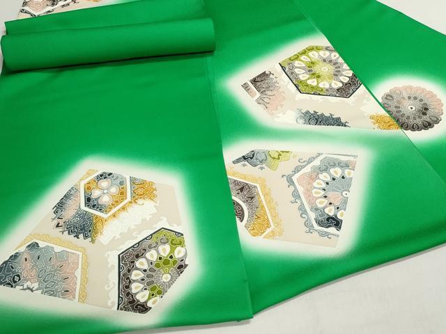 平和屋着物▼付下げ 反物 着尺 刺繍 正倉院花文 暈し染め 逸品 未使用 DABJ9610we